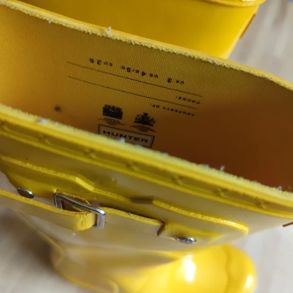 Hunter Original Kids Gloss Classic Yellow Rain Boots Big Kid 4 Youth - Picture 5 of 11